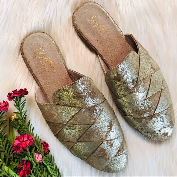 Seychelles Shoes - Seychelles Survival Gold Metallic Suede Mules